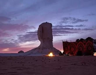 Desert camping in the White and Black desert in Egypt.