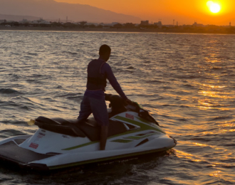 Jet ski at sunset