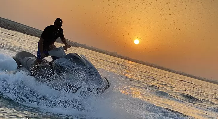 Jet ski at sunset