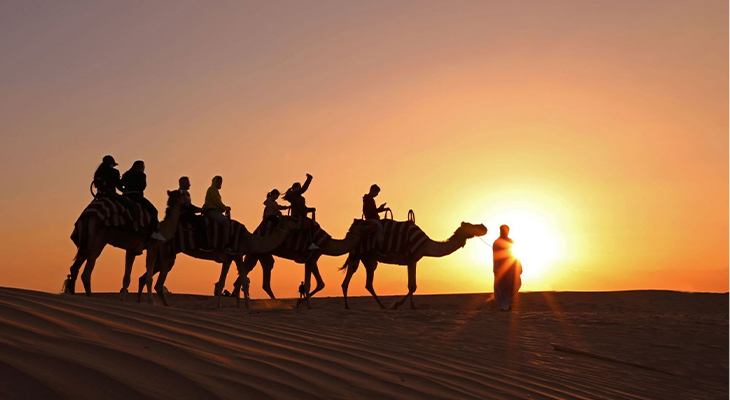 Sunset camel safari and stargazing with BBQ at Al-Khayma camp in Dubai