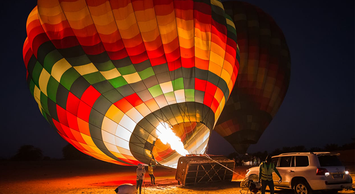 flying on the Hot air balloon ride 