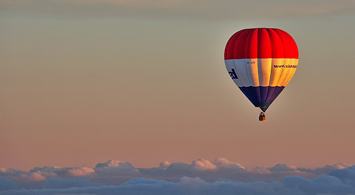 flying on the Hot air balloon ride 