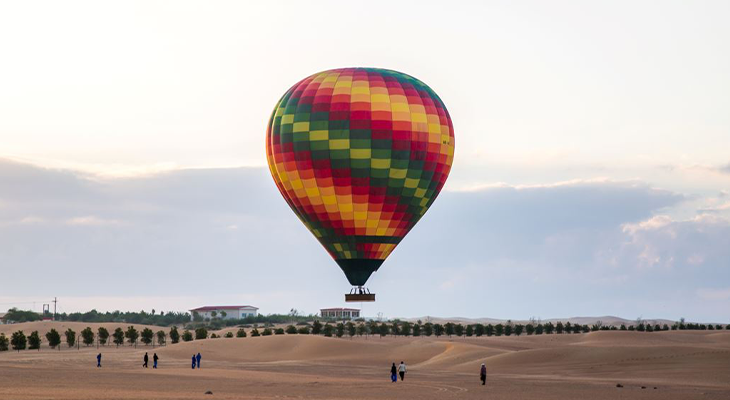 flying on the Hot air balloon ride 